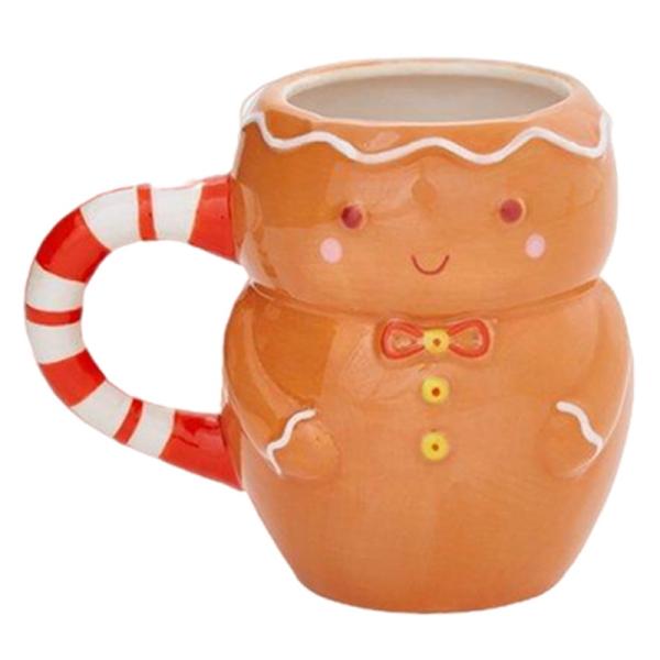 HANDGRIP 3D Cartoon 10OZ Cute Gifts Ceramic Gingerbread Man Coffee Mug for Christmas