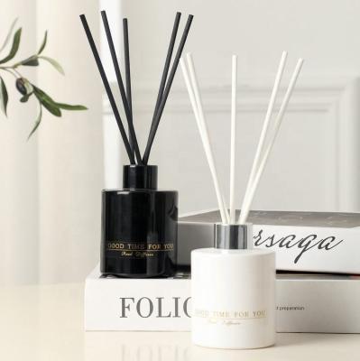Bouteille de diffuseur de roseau rond élégant Noir et blanc brillant 150 ml Bouteille de diffuseur de parfum vide