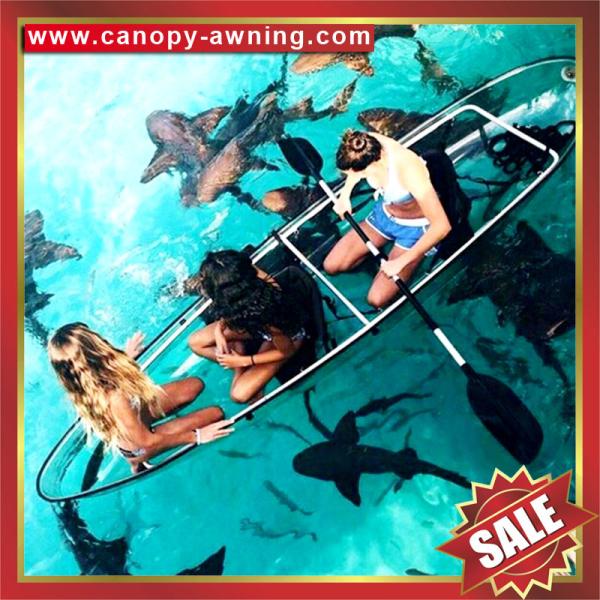 beautiful seeing through transparent clear crystal PC polycarbonate canoe kayak boat for sale,manufacturer from China