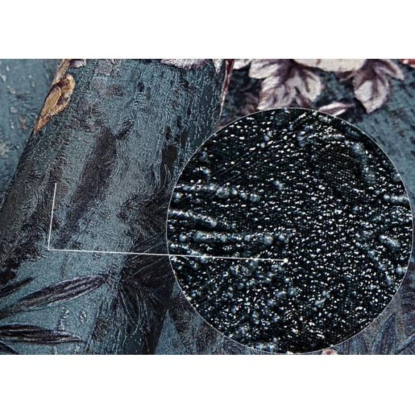 Beautiful Green Washable Vinyl Wallpaper with Retro Vantage Floral Pattern