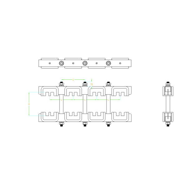 DUWAI Modular Insulated Busbar Clamp Cabinets State Grid Distribution Cabinet Combined Busbar Clamp Four-phase