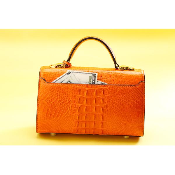 Genuine Alligator Skin Key Lock Closure Lady Small Handbag Authentic Crocodile Leather Women Flap Purse Shoulder Bag