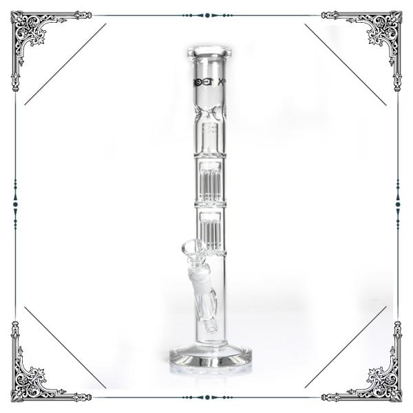 Double Six Arms tree Percolator Bongs 14'' Straight Tube Glass Smoking Water Pipe Bong