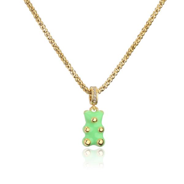 Ожерелье красочного циркона медведя эмали ювелирных изделий золота 24k привесное