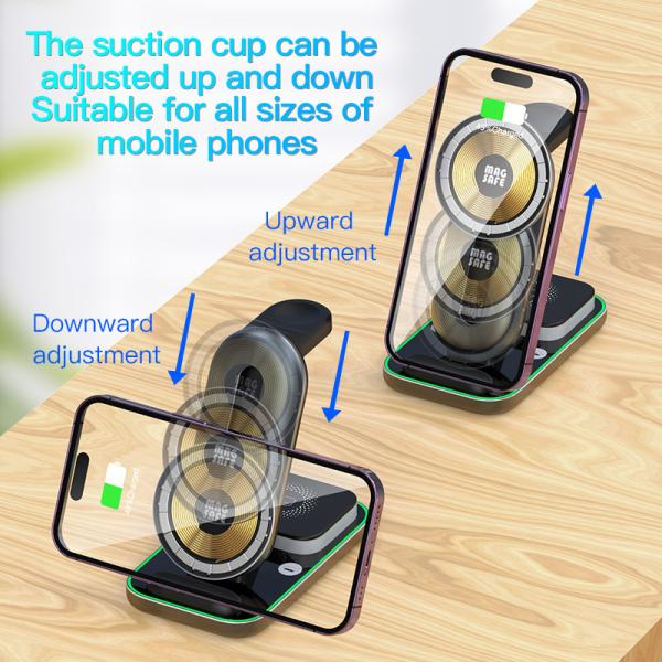 4 In 1 Magnetic Qi Wireless Charger Dock  Short Circuit  Universal