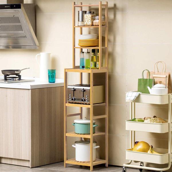 Estilo de Design Clássico 7 camadas Balcão de Bambú Rack de Armazenamento Multifuncional para Banheiro