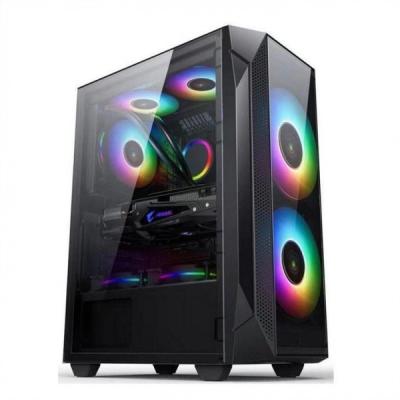 ETEK ATX/Matx Computador Case painel de vidro temperado em lado e Ventiladores de suporte frontal 2x14cm ou 3x12cm em suporte frontal Rad