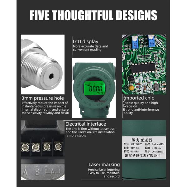 Zhejiang Produced 0.5%FS 24v LED Digital Display High Temperature Pressure Transmitter