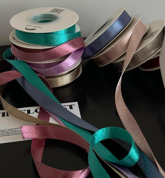 1.5cm/10m Polyester Glossy Velvet Ribbon Flower Bouquet Tie for DIY Ribbon Baking and Handmade Floral Materials
