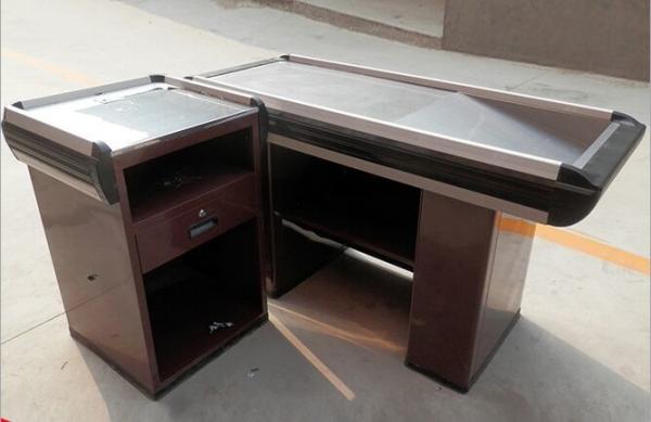 Modern Shop Stainless Steel Express Supermarket Checkout Counter / Reception Desk