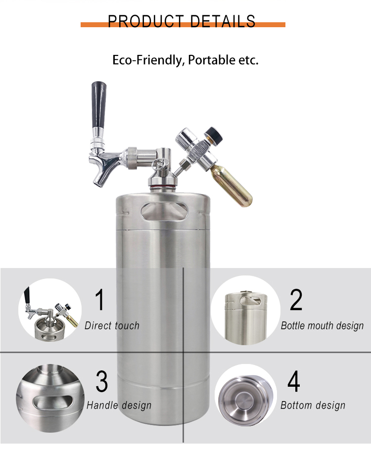 3,8 l портативная машинка Ss304 распределитель Growler бочонка 128 Oz с аттестацией Управления по санитарному надзору за качеством пищевых продуктов и медикаментов