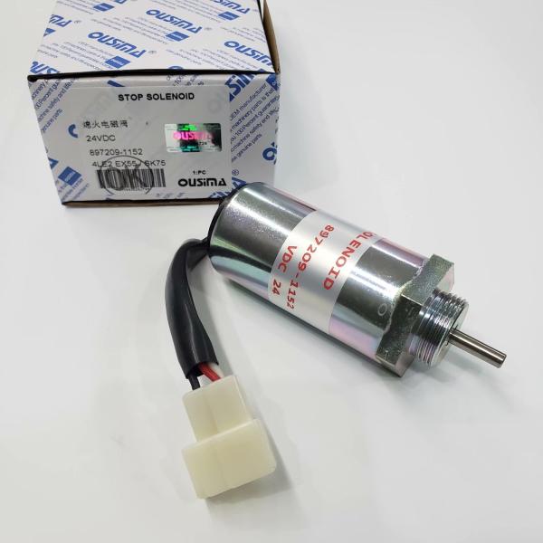 OUSIMA Fuel Stop Solenoid 897209-1152 24V For 4LE2 EX55 6K75 Excavator 8972091152 Fuel Stop Solenoid