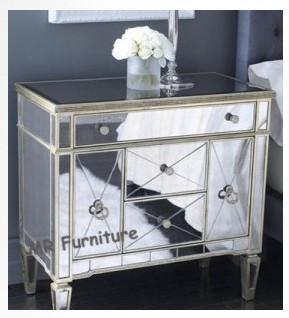 MR Furniture Mirrored Door Cabinet Corner Chest Bed Side Table