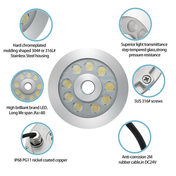 Dryland LED Fountain Light  RGB 3in1 IP68 Water Jet Outdoor Underwater From China Manufacturer
