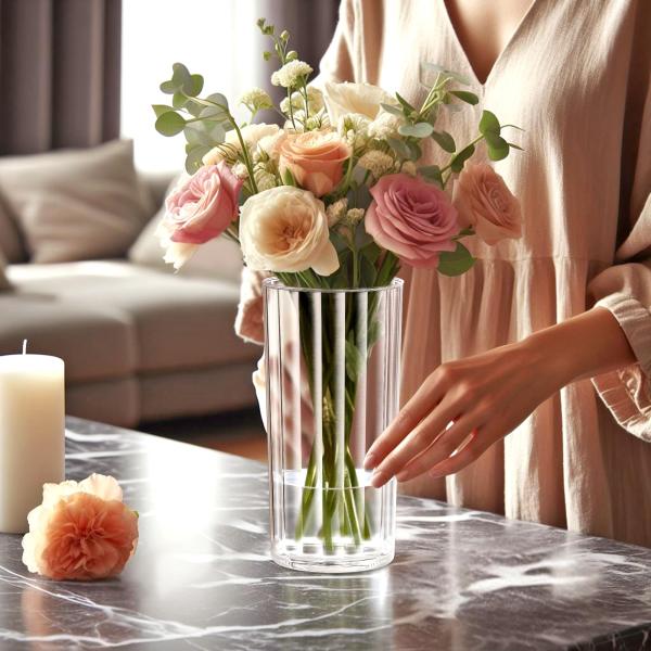 Vaso de flores acrílico cilíndrico de 3 piezas para piezas centrales de la boda Decoración del hogar