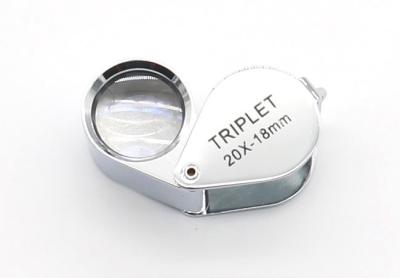 Lupa pequena da joia do bolso com ampliação 20X das lentes da objetiva tripla