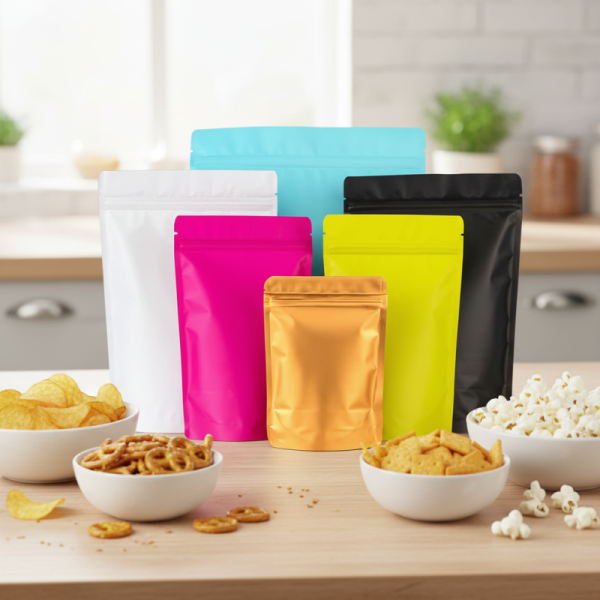 Custom Printed Matte Finish Moisture Proof Stand up Pouch Reusable Ziplock Tear Notch Potato Chips Pet Food PE