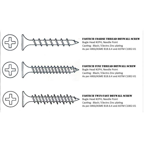 Black Gray Phosphated Fine Thread Self Tapping Drywall Screw for Drywall Installation