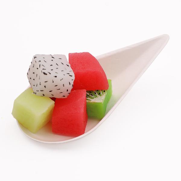 Degradable spoon shape sugarcane cake tray dish disposable bagasse paper fruit tray food plate