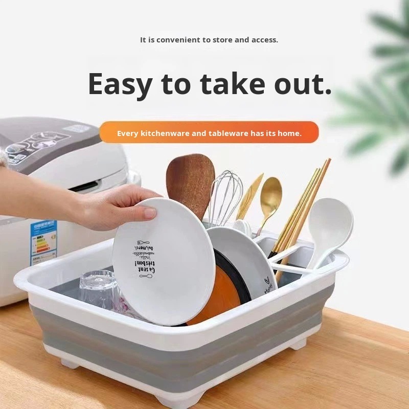 Collapsible Vegetable Washing Draining Basket Bowl Plate Plastic Storage Box Foldable Dish Draining Rack for Kitchen