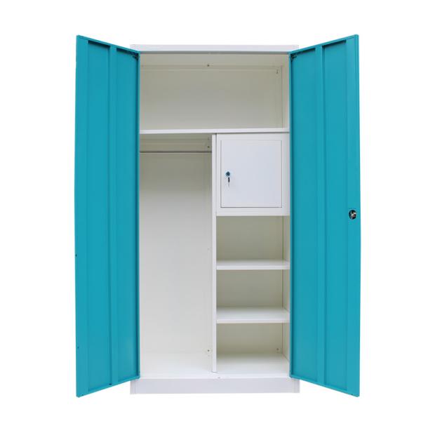 2 Door Metal Wardrobe Cabinet Steel Bedroom Furniture Storage & Closet