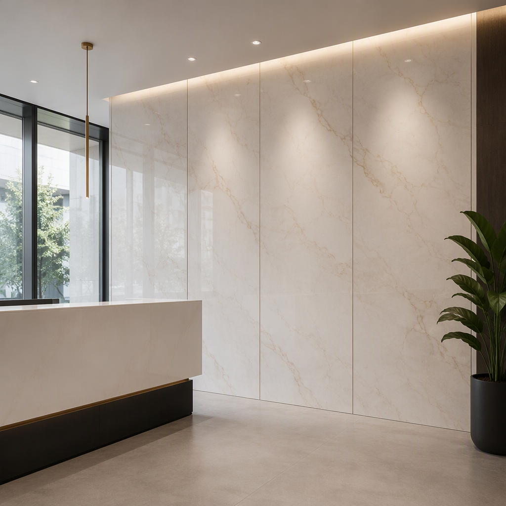 Waterproof PVC Marble Wall Panel 800mm Moisture-Proof Interior Board UV Coating