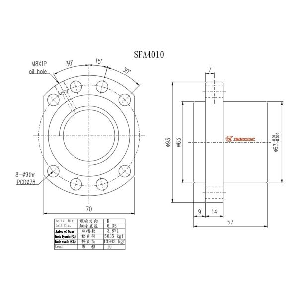 TBI Ball Screw SFA4010 Ball Screw Shaft 40mm Diameter Ball Screws 