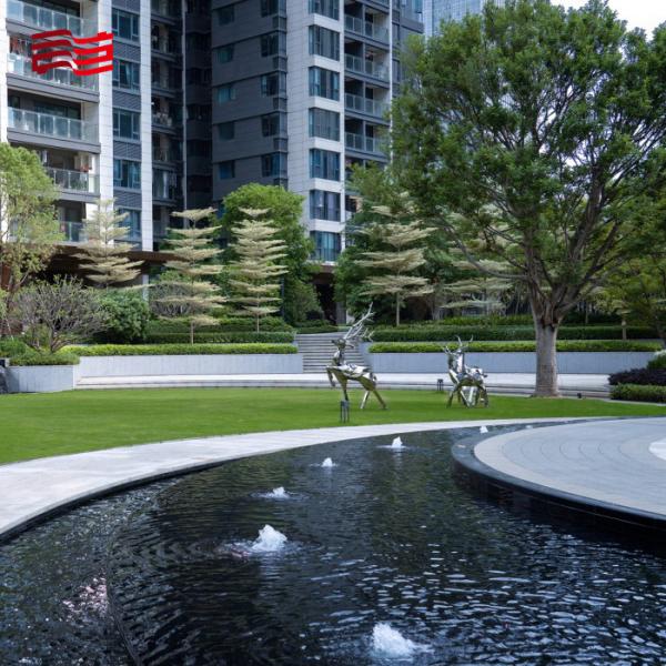 Stainless Steel Park Landscape Sculpture with Custom Deer Shape and Print Method