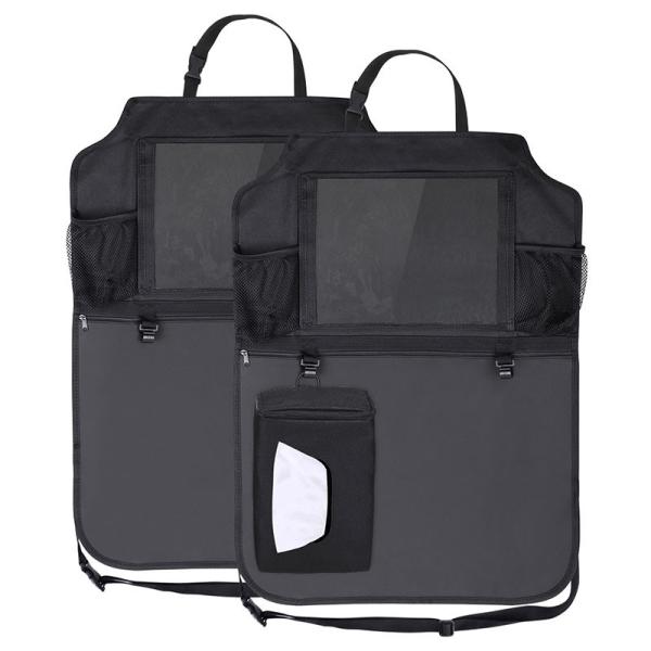 600D Polyester Fabric Car Backseat Trunk Organizer With Clear PVC iPad Holder