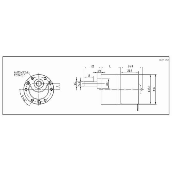 6mm shaft low noise 24V brushless dc gear motor