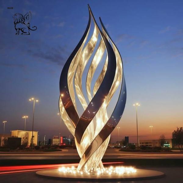 Stainless Steel Abstract Growth Sculpture Lighting Metal Art Mirror Garden Plaza Urban Large Outdoor