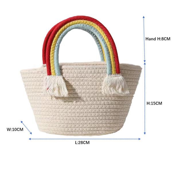 Rainbow Cloud Cotton Woven Bag , Crochet Beach Bag for Seaside Holiday