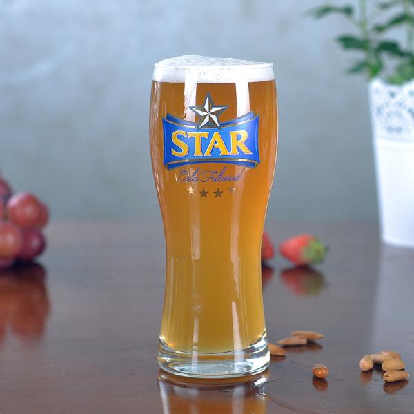 16oz Transparent Clear Wheat Beer Glass With Water Decal Printing Logo