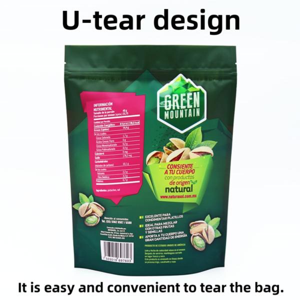 Wholesale Recyclable Plastic Stand Up Zipper Pouches For Nuts Packaging With Puncture-Resistant And Moisture-Proof.