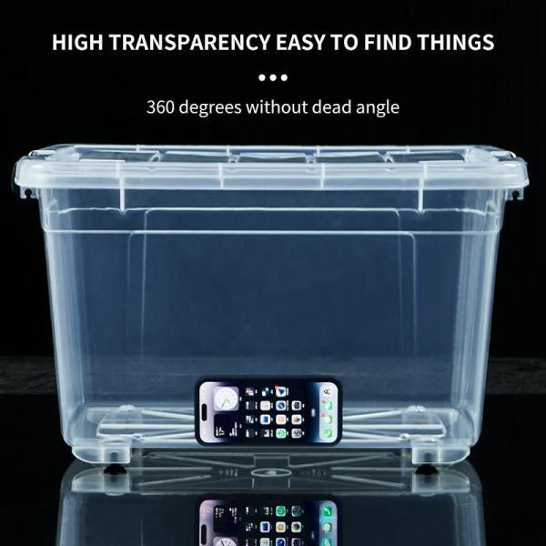 Recyclable Bin Household Multifunction Large Stackable Clothes Clear Transparent PP Container Box Plastic Storage Boxes Bins With Lid Wheels