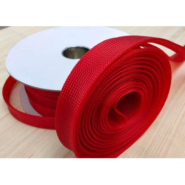 Custom Size Pet Expandable Braided Sleeving Red Color HDMI Wire Harness Protection