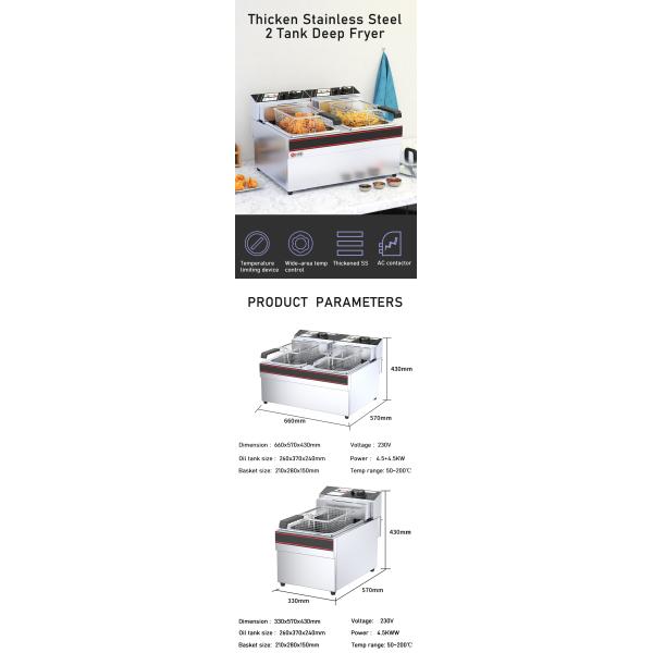 15L 15L Два резервуара Два корзины Глубокая жировая жарка для ресторанов Snack Bar Год 2023
