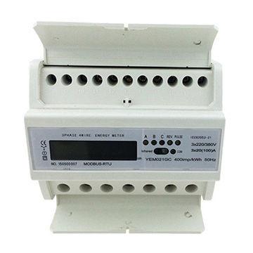 LCD Display Din Rail KWH Meter , 3 phase power meter kwh Active Energy Measurement