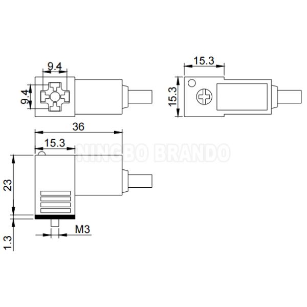DIN43650C Overmolded Cable Solenoid Valve Connector With LED