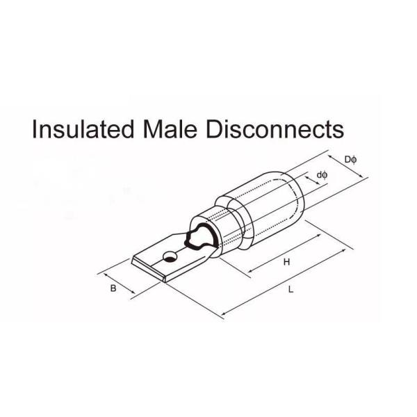 Electrical Insulated Male Wire Disconnect And Female Cable Lug Tinned Copper