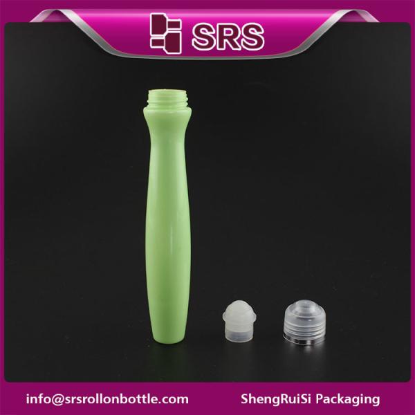 SRS packaging plastic 15ml green color PETG roll on bottle with plastic ball