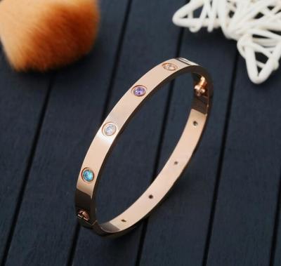 Hot  Jewelry  Round Bangle Gold Color 316L Stainless Steel bracelet, Coloe Dimond Bangle for women