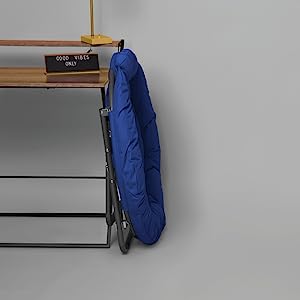 Folding Moon Chair - Large Saucer UFO Chair with Collapsible Metal Frame, Moon Round Camping Chair