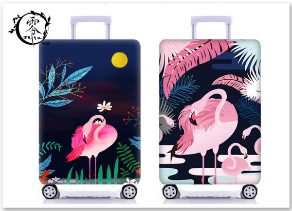 Cartoon Animal Flamingo Suitcase Covers Custom Digital Printed Luggage Protector Cover