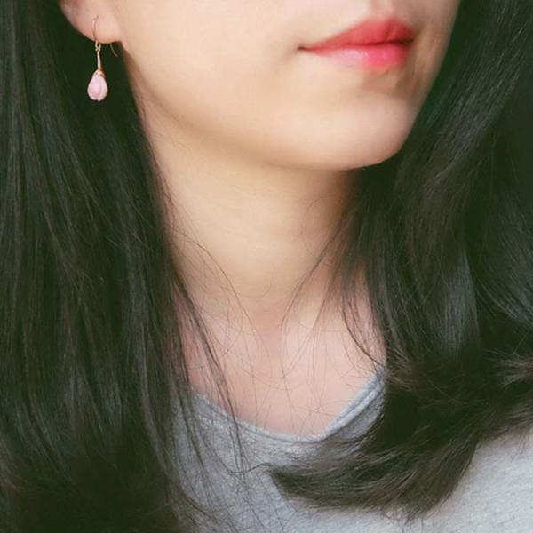 18K Gold Plated Sterling 925 Silver Pink Shell Sculptured Tulip Drop Earring (EZ760003E)