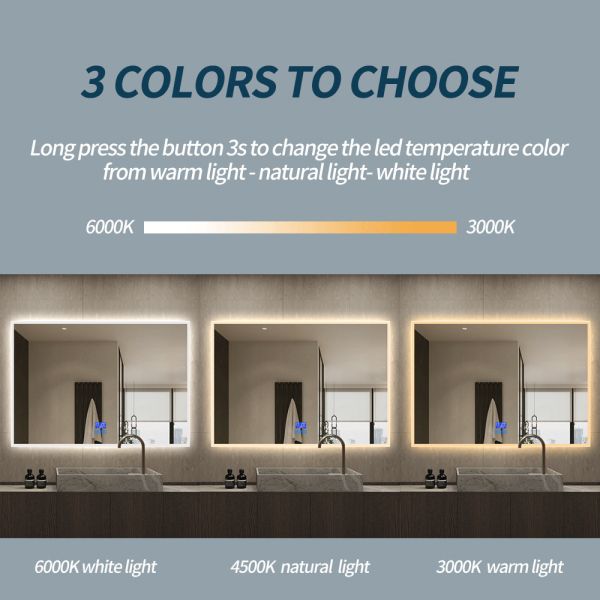 Satin Edge LED Lighted Bathroom Mirror , Custom Illuminated Bathroom Mirrors