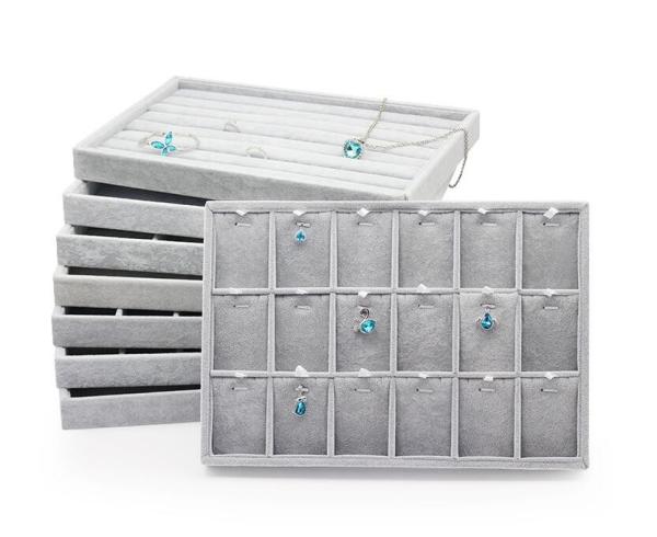 Handmade Jewelry Box Organizer Trays Grey Color MDF Body With Velvet Insert