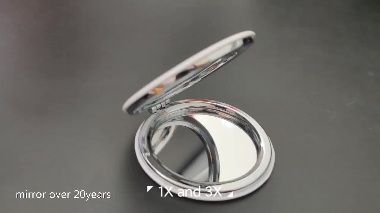 Mini Folding Acrylic Makeup Mirror Portable Double Sided Cosmetic Mirror