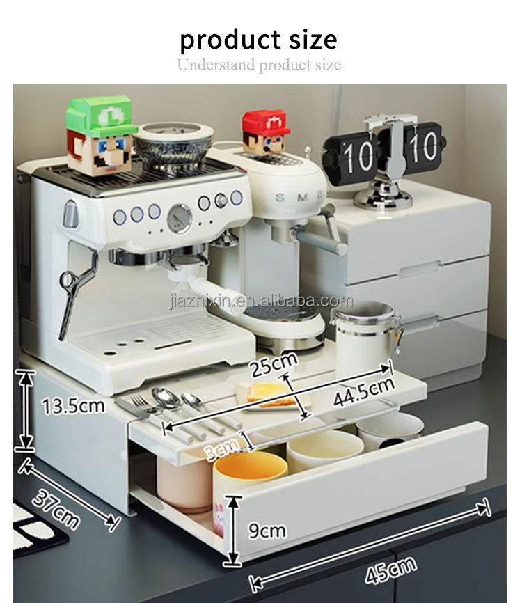Coffee Machine Display Holder Pod Storage Drawer Dust-proof Capsule Organizer with Scalable Tray Mug Box Rack for Kitchen Office