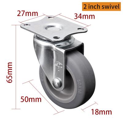 Les roues de roulement mini-EDL 2 pouces 30 kg TPE en plaque roulement par type rigide, pivotant et cassé 202P-52